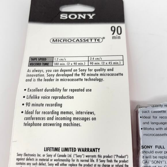 Sony Microcassette Lot MC-90 4-Pack (3 only) & MC-60 3-Pack New Vintage - Picture 6 of 9